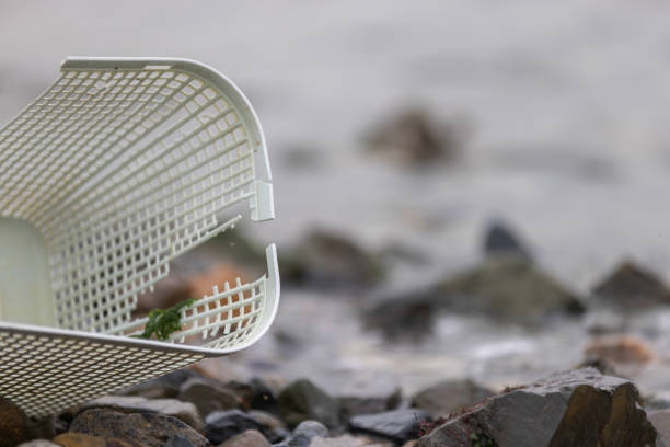 Plastic waste near by the sea on the beach.