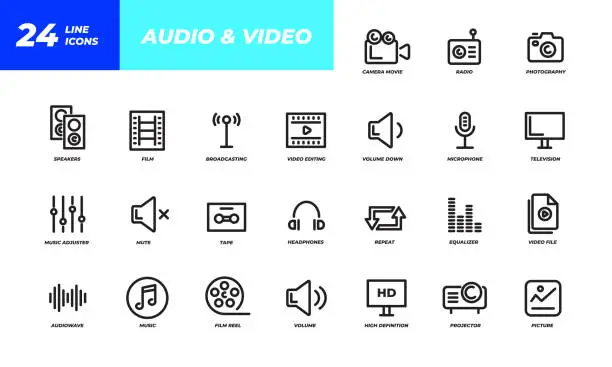 Vector illustration of Audio icon packs