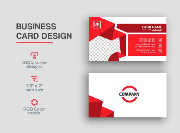 Vector illustration of Red color business card design