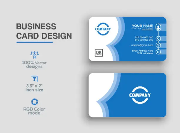 Vector illustration of Blue color business card design