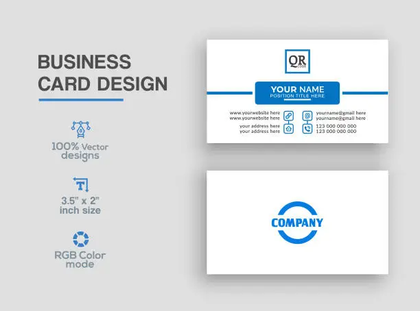 Vector illustration of Blue color business card design