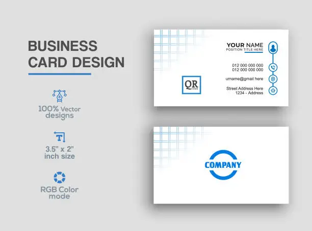 Vector illustration of Blue color business card design