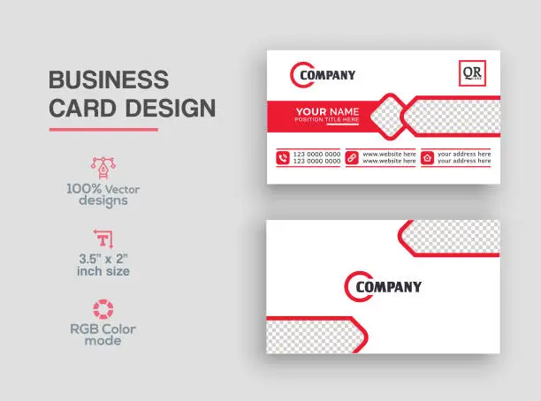 Vector illustration of Red color business card design