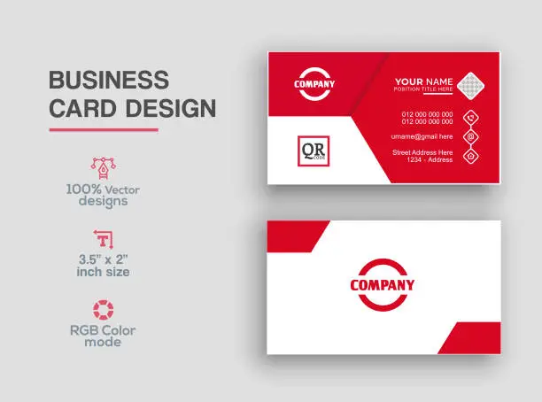 Vector illustration of Red color business card design