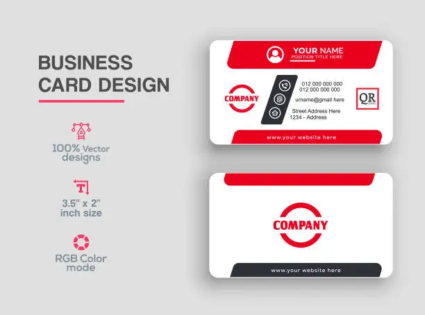 Vector illustration of Red color business card design