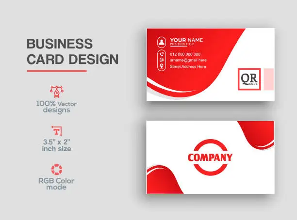 Vector illustration of Red color business card design