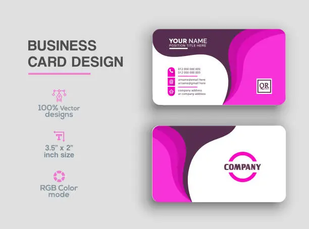 Vector illustration of Pink color business card design
