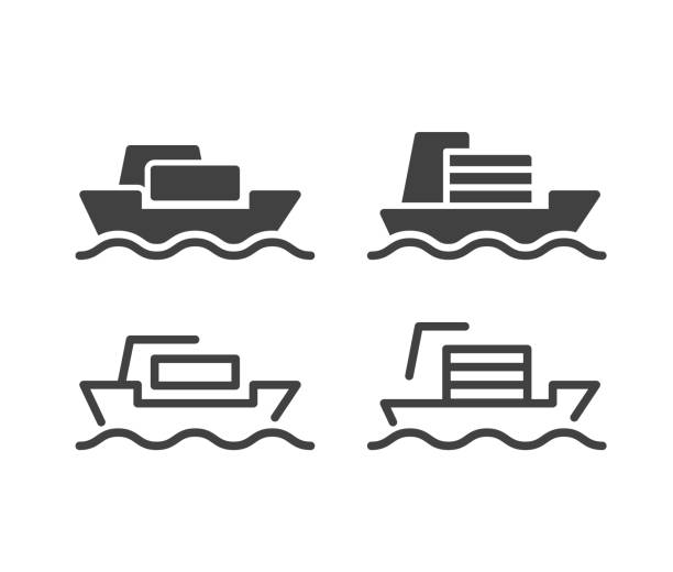 Ship and Boat - Illustration Icons Ship and Boat - Illustration Icons ferry nautical vessel industrial ship sailing ship stock illustrations