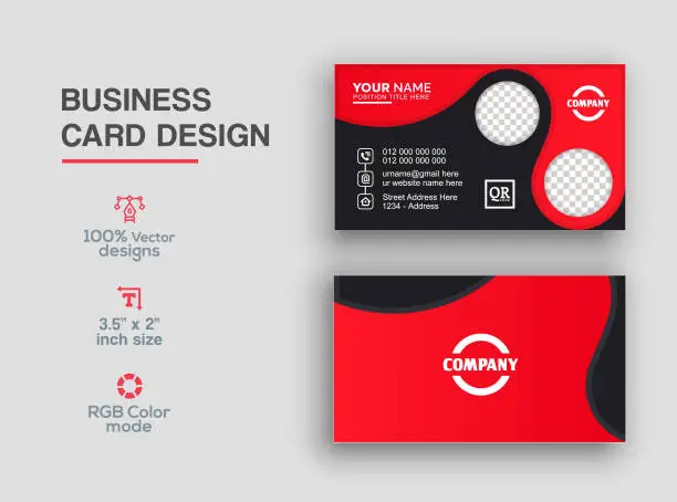 Vector illustration of Red color business card design