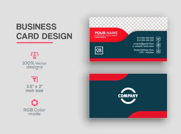 Vector illustration of Red color business card design