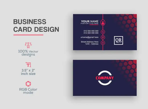 Vector illustration of Red color business card design