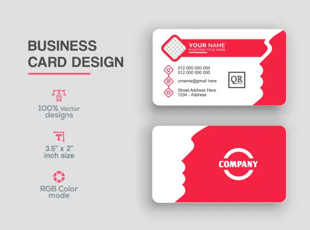 Vector illustration of Red color business card design