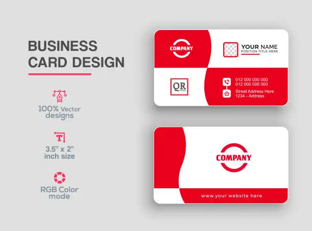 Vector illustration of Red color business card design