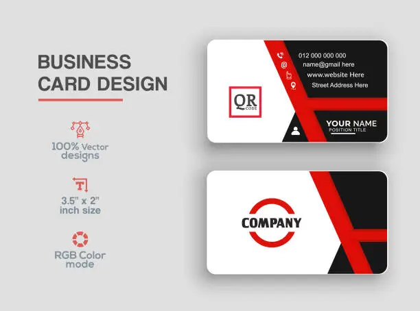 Vector illustration of Red color business card design