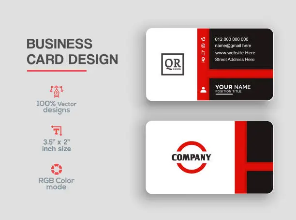 Vector illustration of Red color business card design