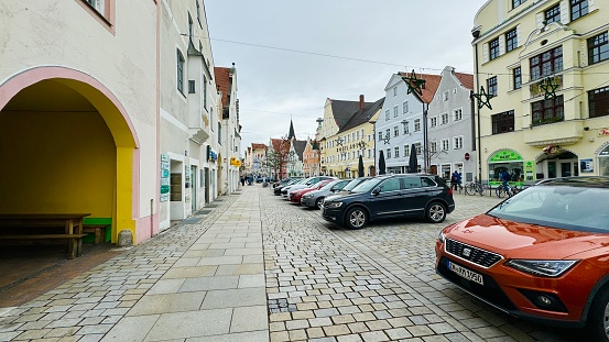 Ingolstadt, Germany - December, 26th - 2023: View of a street in the old town.