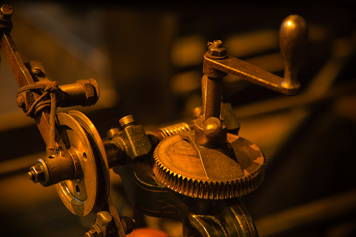 Old steam engine in the factory