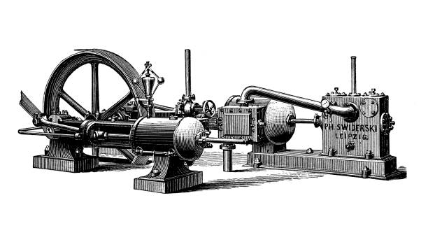 Industry 19th century: compound engine with more than one stage for recovering energy from the same working fluid using an intermediate chamber for the exaust from the first stage