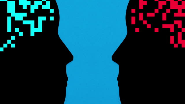 Face to face pixelated brain profiles