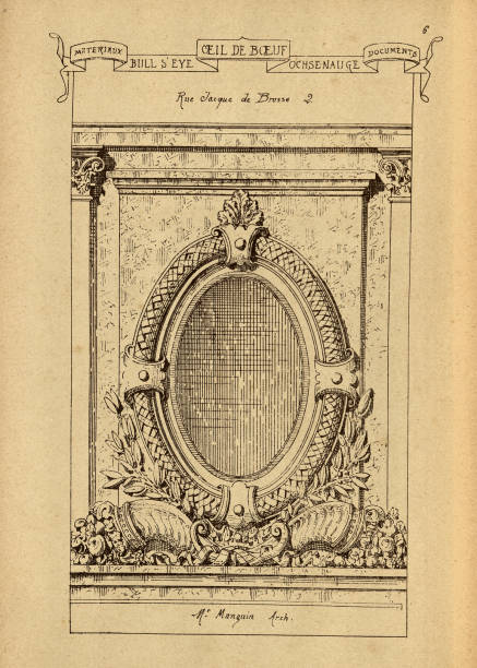 istock Architectural oeil-de-boeuf, bull's eye window, History of architecture, decoration and design, art, French, Victorian, 19th Century. 1899512334