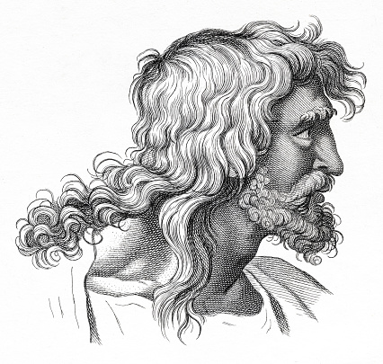 Human head drawing sketch from Raphael engraving 1722 - scetch for his masterpiece 