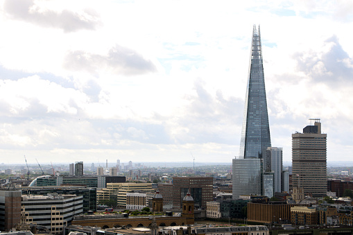 London cityscape and skyline featuring the iconic Shard building, the tallest in London and the whole of England - UK