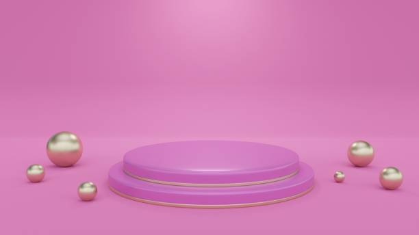 istock Pink studio background with podium. Scene with platform and stage for cosmetic and jewelry product. Pastel colored render 3D banner. 1899572949