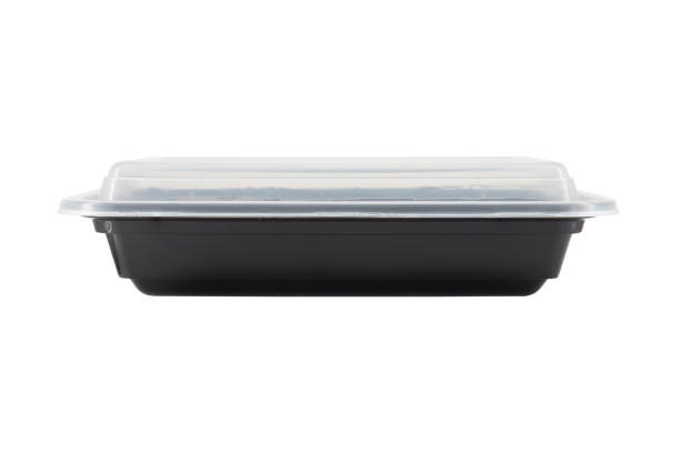 istock Black Plastic food container with cover isolated on white background 1899610322