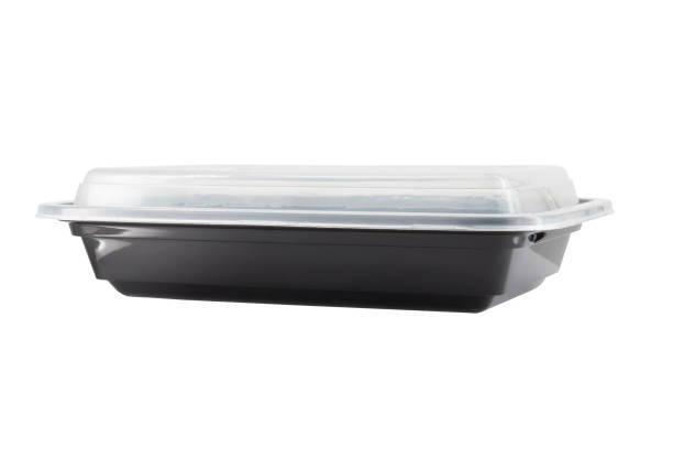 istock Black Plastic food container with cover isolated on white background 1899610329
