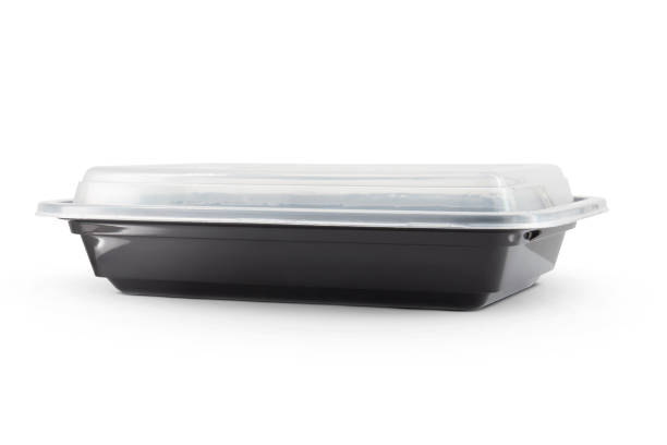 istock Black Plastic food container with cover isolated on white background 1899610571