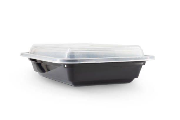 istock Black Plastic food container with cover isolated on white background 1899610574