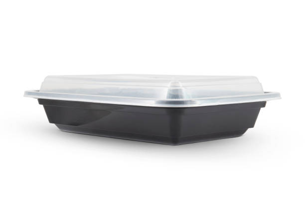 istock Black Plastic food container with cover isolated on white background 1899610575