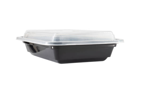 istock Black Plastic food container with cover isolated on white background 1899610579