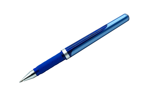 blue pen isolated on white on background.