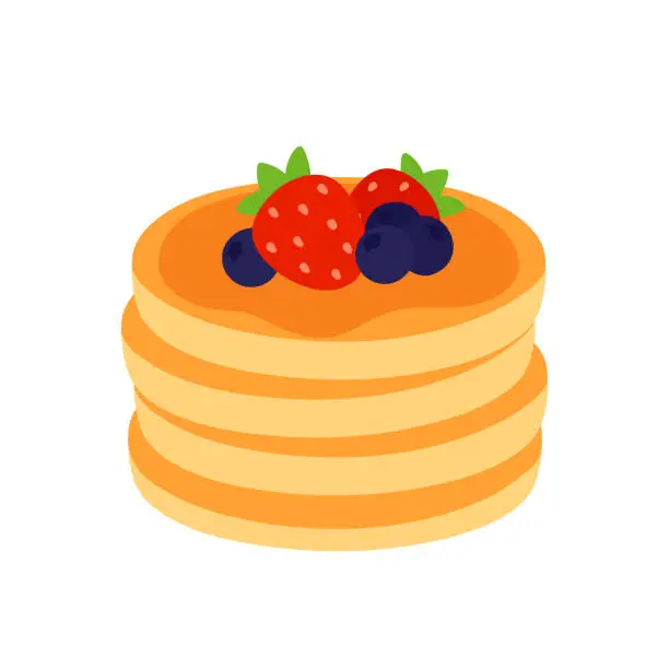 Vector illustration of Cute Pancake Breakfast Food Cartoon Vector Illustration