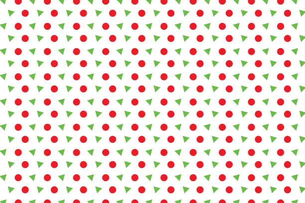 Vector illustration of Pattern of red circle and green triangle on white background, Geometric background