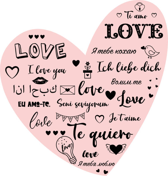 ilustrações de stock, clip art, desenhos animados e ícones de i love you in different languages of the world
valentine's day postcard - i love you frase em inglês