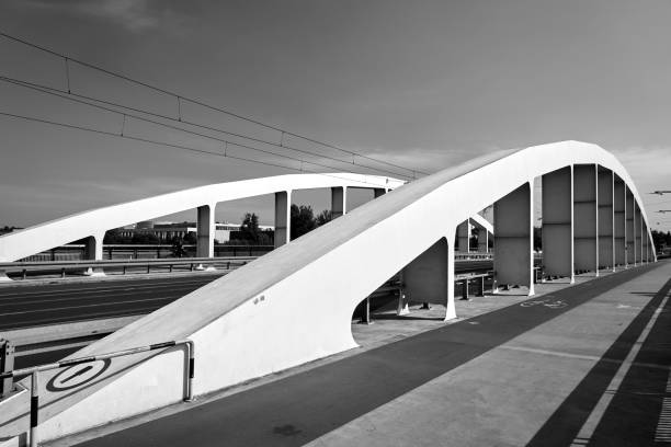 istock Steel structure of a bridge over the Warta River with a bicycle path in Poznan 1899663736