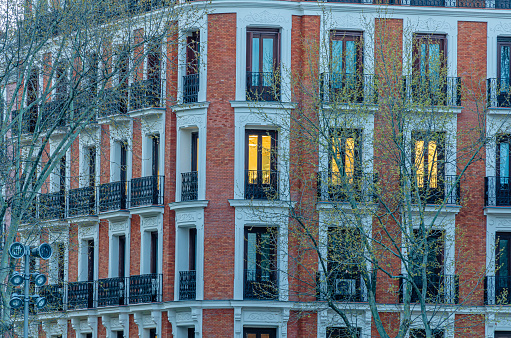 Urban scene, architecture detail in Madrid, Spain