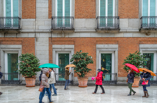 Madrid, Spain - March 1, 2014: View of the facade and entrance of the Thyssen-Bornemisza National Museum in Madrid, Spain