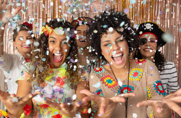 istock Friends having fun at Brazilian Carnival party. 1899746849