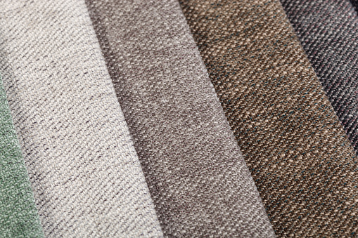 Different samples of textured fabric close-up