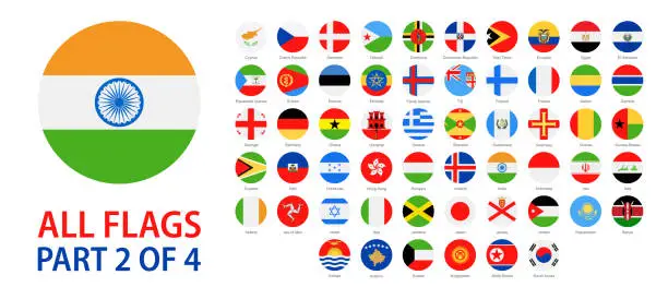 Vector illustration of Flags of the World - Vector Round Flat Icons of National Flags - Part 2 of 4