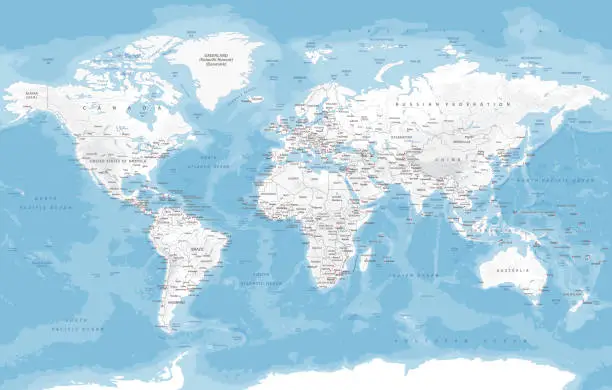 Vector illustration of World Map - Highly Detailed Vector Map of the World.