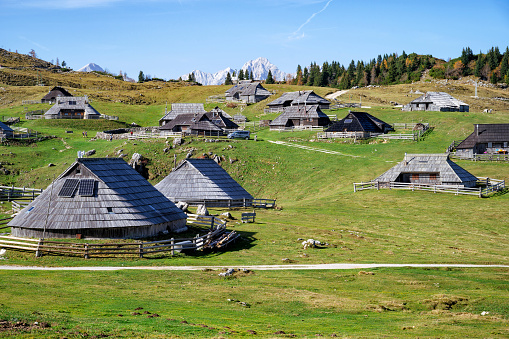 Velika Planina is a dispersed high-elevation settlement of mostly herders' dwellings on the karst Big Pasture Plateau in the Kamnik Alps in Upper Carniola region of Slovenia.