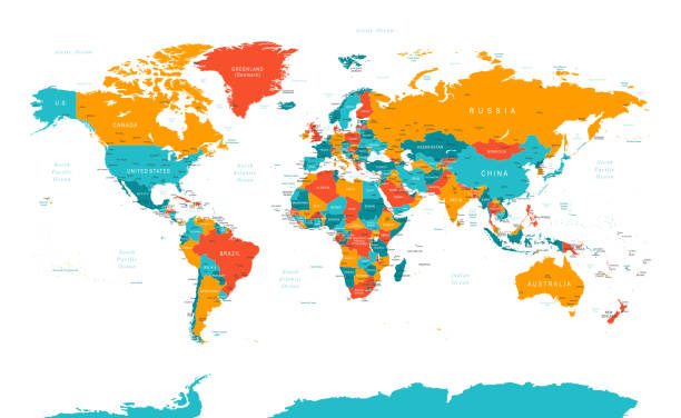 World Map - Highly Detailed Vector Map of the World. Map of the World - Highly Detailed Vector illustration world map stock illustrations