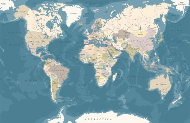 istock World Map - Highly Detailed Vector Map of the World. Dark Vintage Retro Style. 1899903587