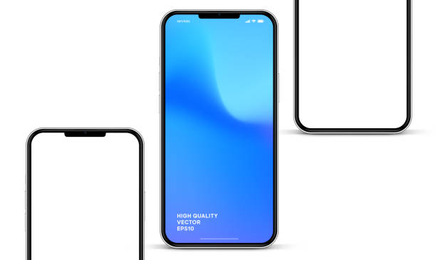 istock 3D realistic high quality smartphone mockup with isolated background. Smart phone mockup collection. Device front view. 3D mobile phone with shadow on white background. 1899937060