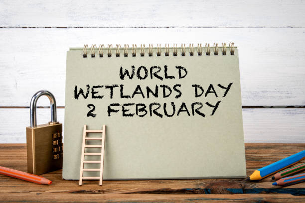 istock World Wetlands Day .Green notepad on wooden texture table and white background 1899940682