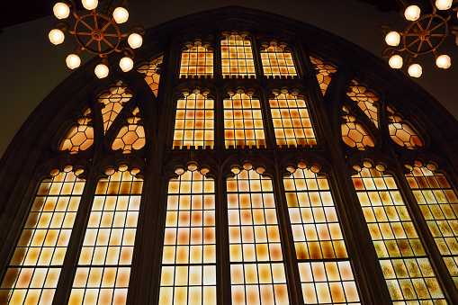 Old windows in the interior of the University of Toronto library